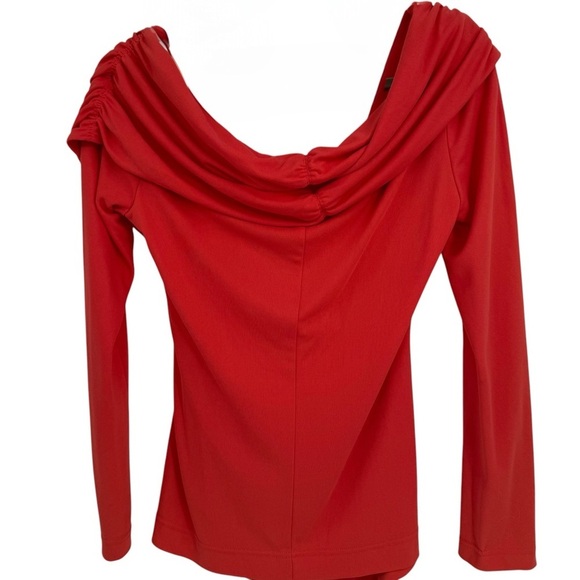 St. John Couture Surplice Drape Neck Long Sleeve Blouse Shirt Top Orange Size 8 - Picture 2 of 9
